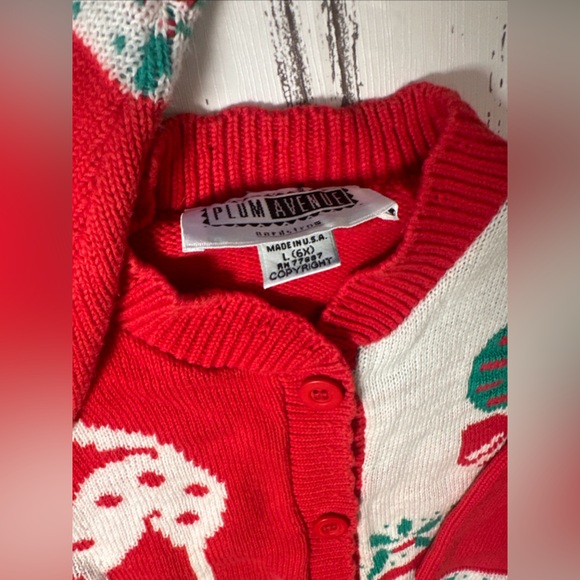 Girls Christmas sweater Plum Ave USA made 1995 EUC - Picture 2 of 12